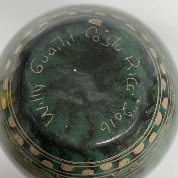 Pottery Vase Butterfly Lizard Birds Signed 2016 Handcrafted Costa Rica - Read - Picture 9 of 10